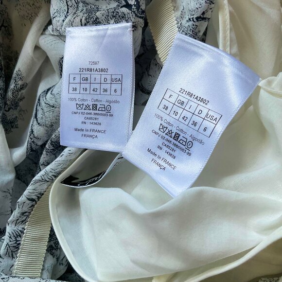 Christian Dior Shirt midi Dress White Navy Blue Toile de Jouy Voile SZ38bust35.6 - Picture 4 of 11